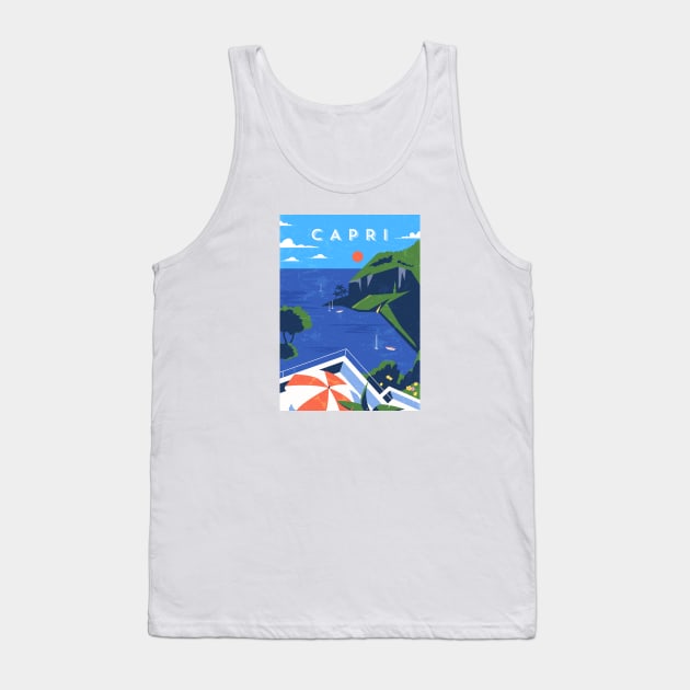 Capri, Italy. Retro travel minimalist poster Tank Top by GreekTavern